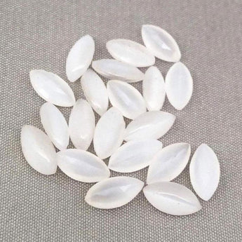 25 Vintage Clear White Givre German Navette Glass Cabochons