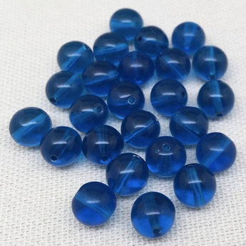 25 Capri Blue Czech Round Glass Beads