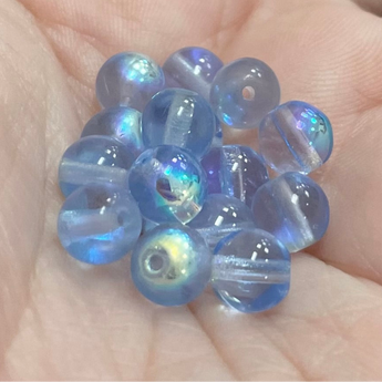 50 AB Light Sapphire Blue Round Glass Beads