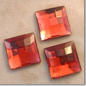 1 Vintage Ruby Faceted Square Glass Cabochon #8315