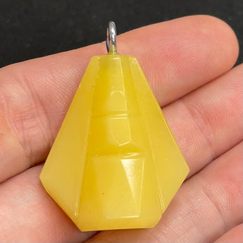 1 Vintage Butterscotch Yellow Deco Japan Glass Pendant