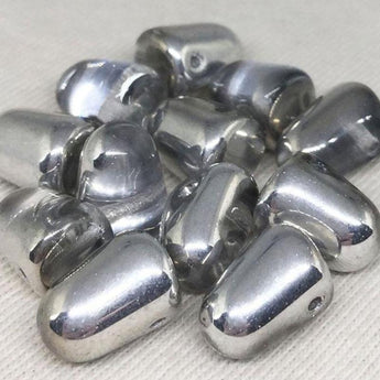 6 Clear Silver Czech Gumdrop Glass Beads