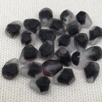 12 Vintage Matte Purple Givre German Teardrop Glass Beads