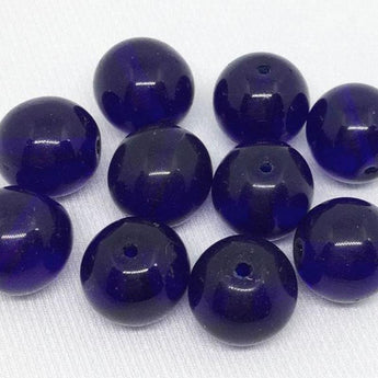 8 Vintage Cobalt Blue Czech Round Glass Beads