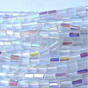 50 Czech AB Clear Polygon Tube Glass Beads #9618