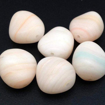 12 Light Peach Pink Striped Czech Glass Beads