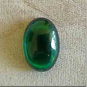 2 Vintage Emerald Green Oval Glass Cabochons #8644