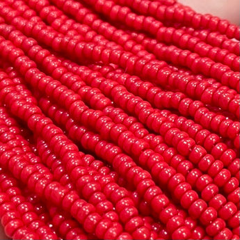 1 Hank Opaque Red Czech Glass Seed Beads