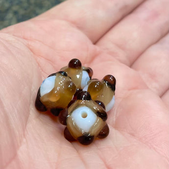 4 Vintage Japan Caramel Tan Lampwork Glass Beads #9226