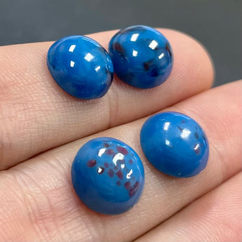 8 Vintage Blue Japan Round Glass Cabochons