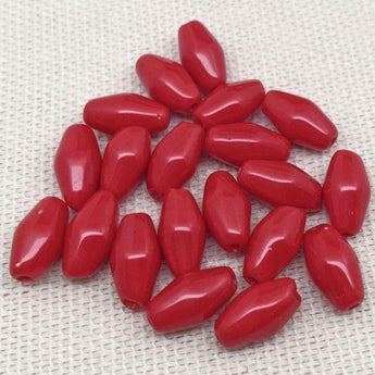 20 Vintage Cherry Red Czech Rhombus Diamond Glass Beads