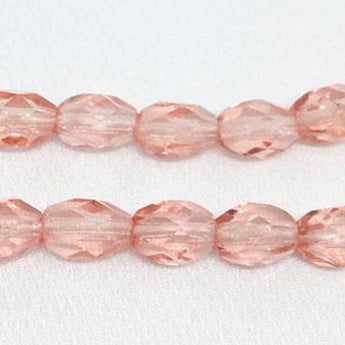 25 Vintage Peachy Pink Bohemian Czech Oval Glass Beads