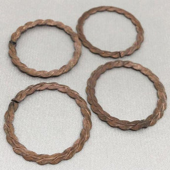 4 Vintage Twisted Aged Metal Round Ring Findings