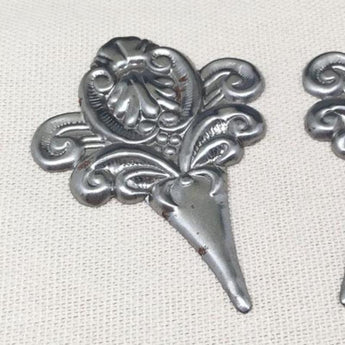 2 Vintage Flower Silver Toned Metal Stampings