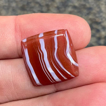 1 Vintage Carnelian Striped Square Glass Stone #6080