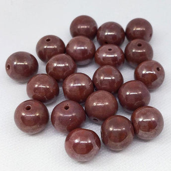 20 Vintage Reddish Brown Czech Round Glass Beads