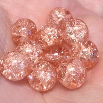 25 Vintage Peach Round German Crackle Glass Beads