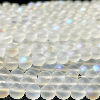 50 Czech AB Matte Frosted Clear Round Glass Beads #3513