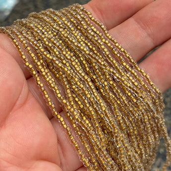 1 Hank Bronze Lined Crystal Czech Glass Seed Beads