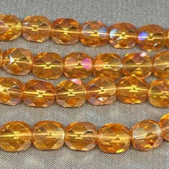 50 AB Golden Topaz Czech Faceted Glass Beads