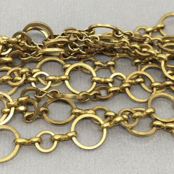 1 Foot Vintage Ring Linked Brass Metal Chain