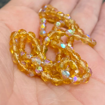 100 Light AB Topaz Czech Fire Polished Glass Beads