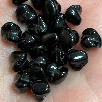 20 Vintage Fluted Black Twist Glass Beads #200191