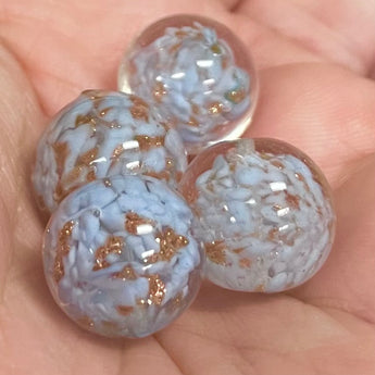 4 Vintage Light Blue Italian Venetian Foil Murano Round Glass Beads