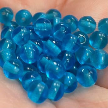 100 Capri Blue Czech Round Glass Beads