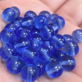 50 Translucent Blue Czech Round Glass Beads