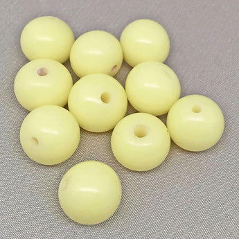 10 Vintage Light Buttercream Yellow Japan Round Glass Beads