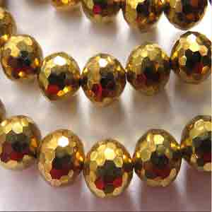 4 Vintage Austrian Gold Comet Article 5003 Crystal Beads RARE!!