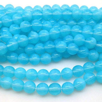 25 Vintage Turquoise Opalescent Czech Glass Beads