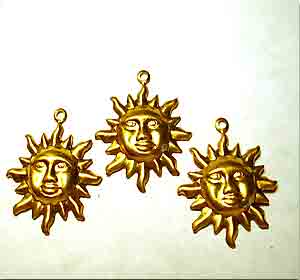 12 Vintage Brass Sun Charms