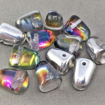 6 AB Silver Gumdrop Glass Beads 10mm