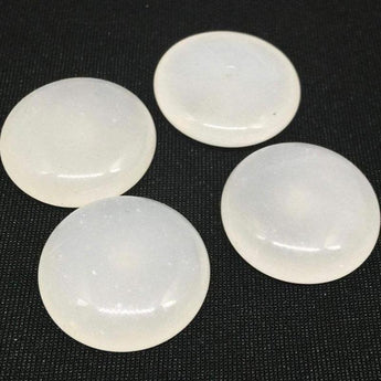 2 Vintage Handmade Opalescent White Japan Glass Cabochons