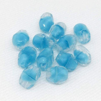 12 Vintage Turquoise German Givre Oval Glass Beads