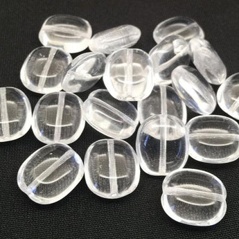 20 Vintage Clear Czech Oval Glass Beads