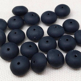 20 Vintage Matte Black Czech Glass Beads 10mm