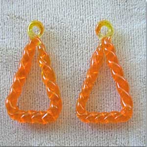 2 Vintage Orange Glass Pendants #8476