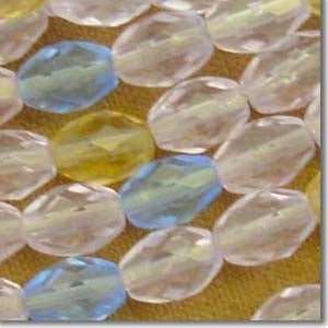 40 Vintage Mixed Faceted Oval Glass Beads Alexandrite Topaz Light Sapphire