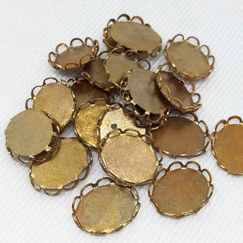 20 Vintage Brass Bezel Oval Metal Settings