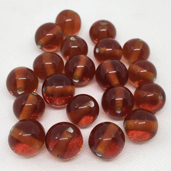 20 Vintage Translucent Red Orange Round Glass Beads