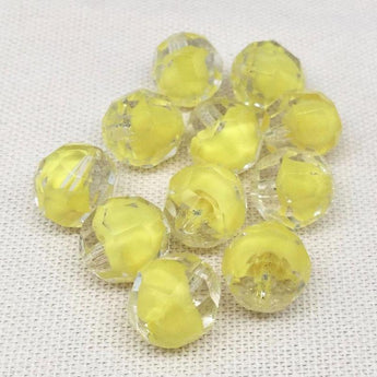 10 Vintage Clear Yellow German Givre Faceted Glass Beads