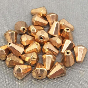 25 Vintage German Acrylic Metal Coated Teardrop Beads