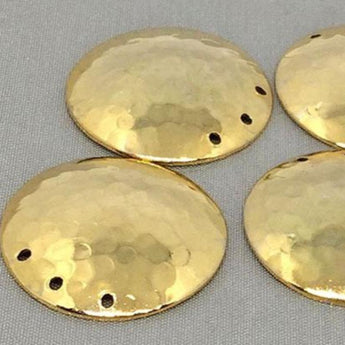 6 Vintage Plated Hammered Coin Disc Metal Charms