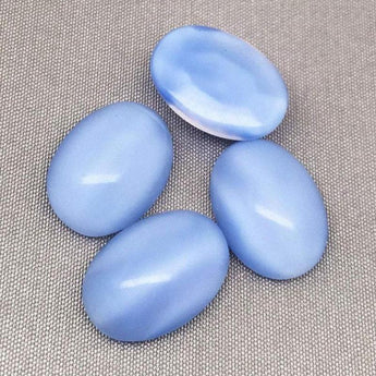 4 Vintage Blue German Moonglow Oval Glass Cabochons