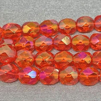 50 AB Hyacinth Orange Czech Faceted Glass Beads