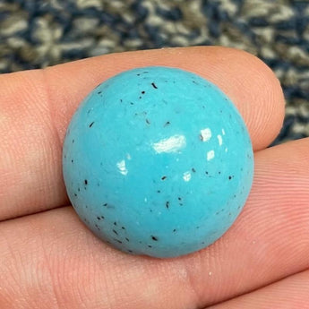 1 Vintage Marbled Turquoise Japan Round Glass Cabochon