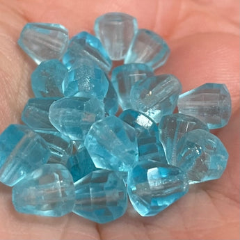 24 Aqua Faceted Cone Glass Beads #9487